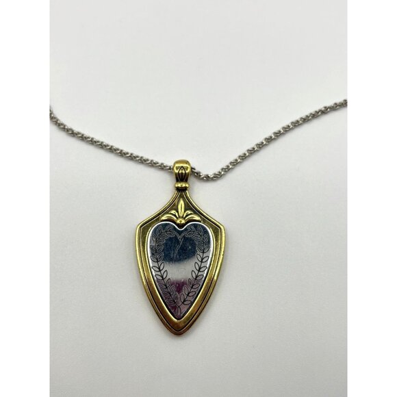 Brighton Medaille Crest Shield Reversible Necklace Gold & Silver Color - Picture 4 of 6